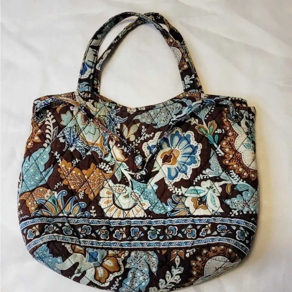 NWOT VERA BRADLEY BOHO RETIRED NON-ZIP JAVA BLUE/CHOCOLATE PAISLEY SMALL… - Picture 1 of 16